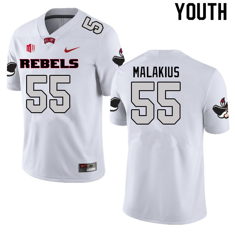 Youth #55 Tavis Malakius UNLV Rebels College Football Jerseys Sale-White